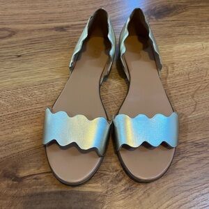 J-Crew Gold Open Toe Flats